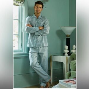 Men's Poplin Pajama Set in Navy Stripe - M